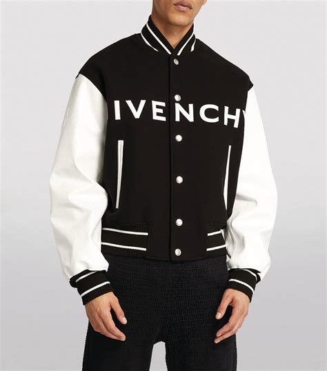 givenchy leather jacket men|Givenchy cropped varsity jacket.